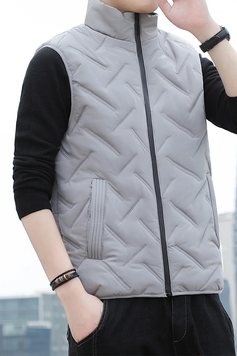 2021 NEW Down Cotton Vest Boys' Light And Thin With Campshoulder Autumn And Winter Men'S Coat Korean Fashion Handsome Youth