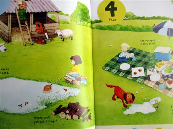 Usborne 123 книжка-наклейка для окрашивания английской активности книга-рассказатель