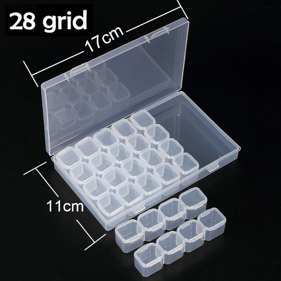 64/56/28 Cells Plastic Storage Box Stickers Sets For Diamond Painting Accessories Tools Bead Tray Plate Case Container Organizer | Дом и сад