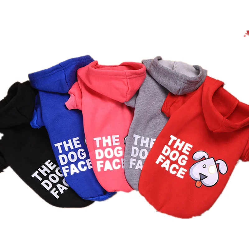 

The Dog Face Winter Pet Dog Clothes for Small Medium Dogs,Fleece Hooded Letter Jacket,French Bulldog Chihuahua Two-legged Coat