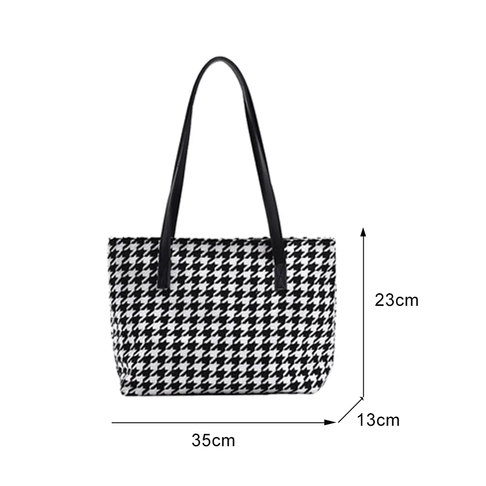 

Fashion Woollen Commuter Shoulder Bag Women Underarm Tote Large Capacity Portable Street Top-handle Pouch School Handbag