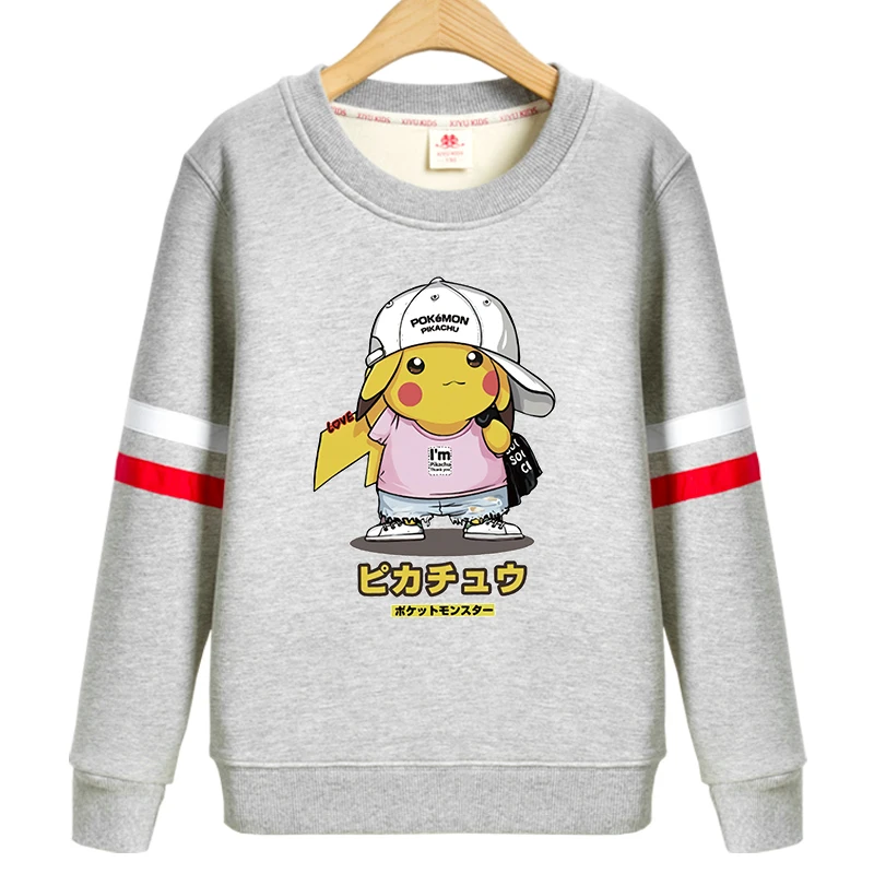 

Бархатный свитер с изображением покемона Пикачу плюс, детская осенне-зимняя одежда, красивый теплый рождественский подарок на день рождени...
