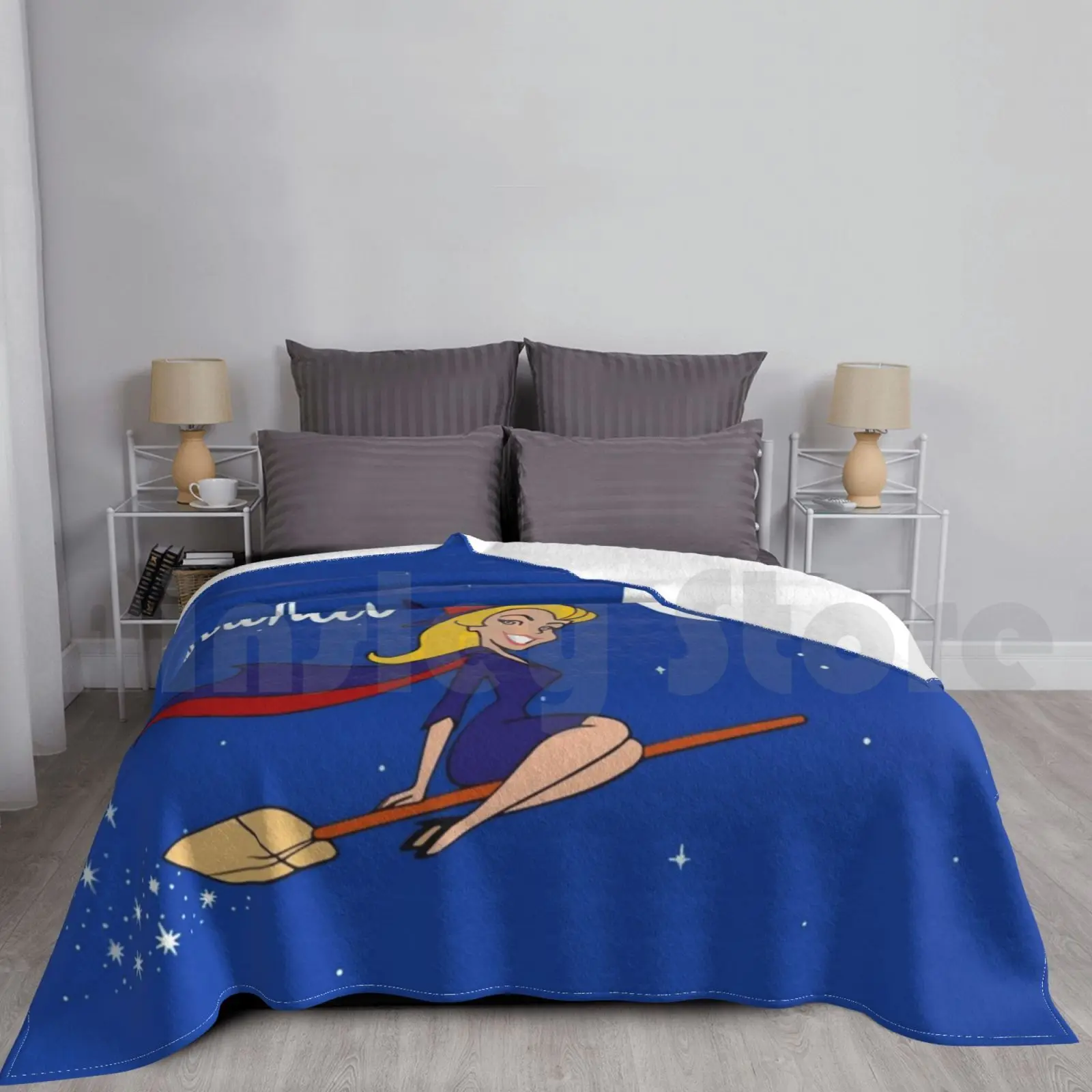 Bewitched 60s Retro Blanket For Sofa Bed Travel Cartoon Bewitched Endora Darrin Montgomery Witch Witches Screen