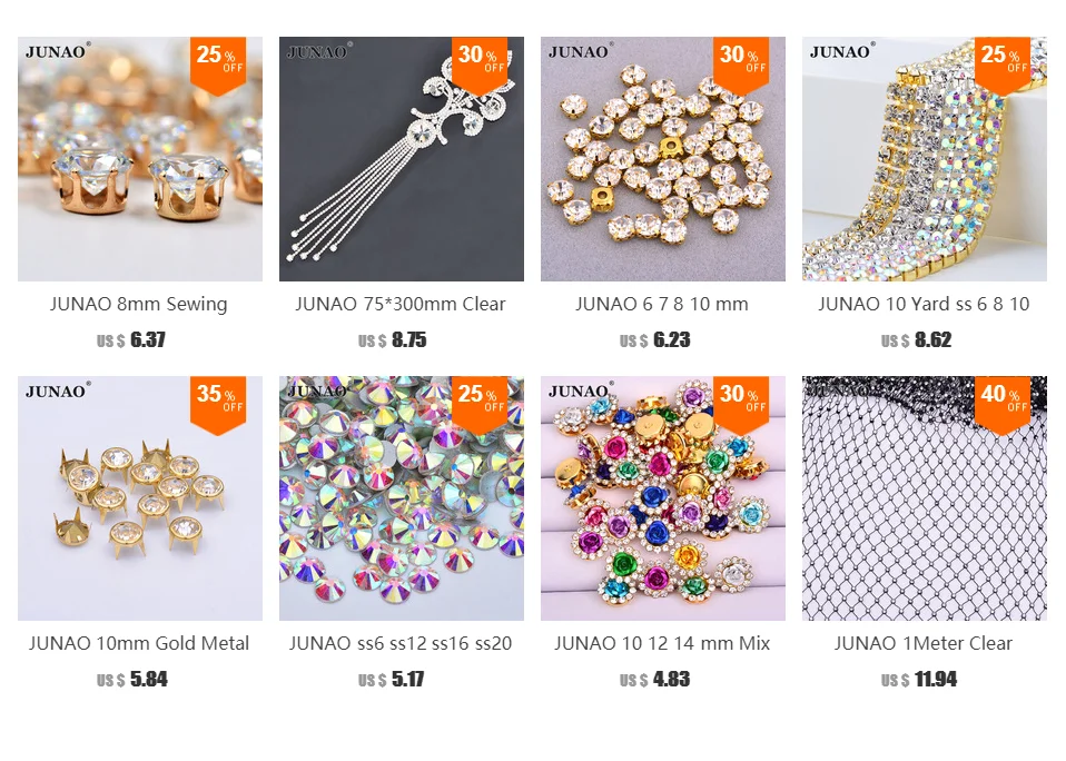 JUNAO ss12 ss16 ss18 ss25 прозрачные кристаллы для шитья стеклянные стразы с плоской задней стороной золотые стразы шьют хрустальные стразы шьют на камни для рукоделия