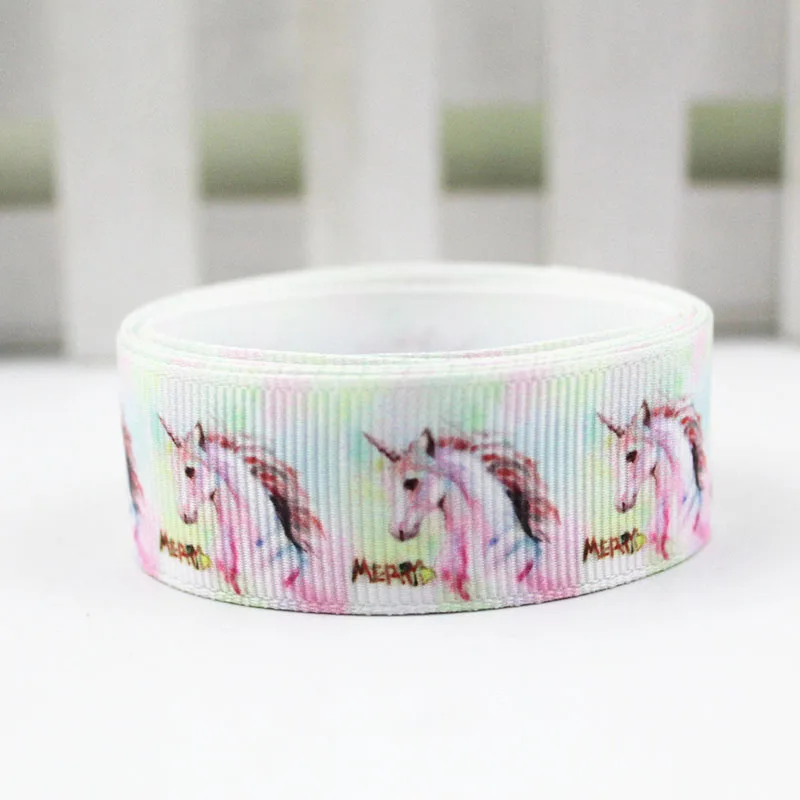 

cartoon unicorn printed grosgrain ribbon stripe ribbon 9mm-75mm 10/25/50 yards wedding decorative ribbons DIY craft webbing