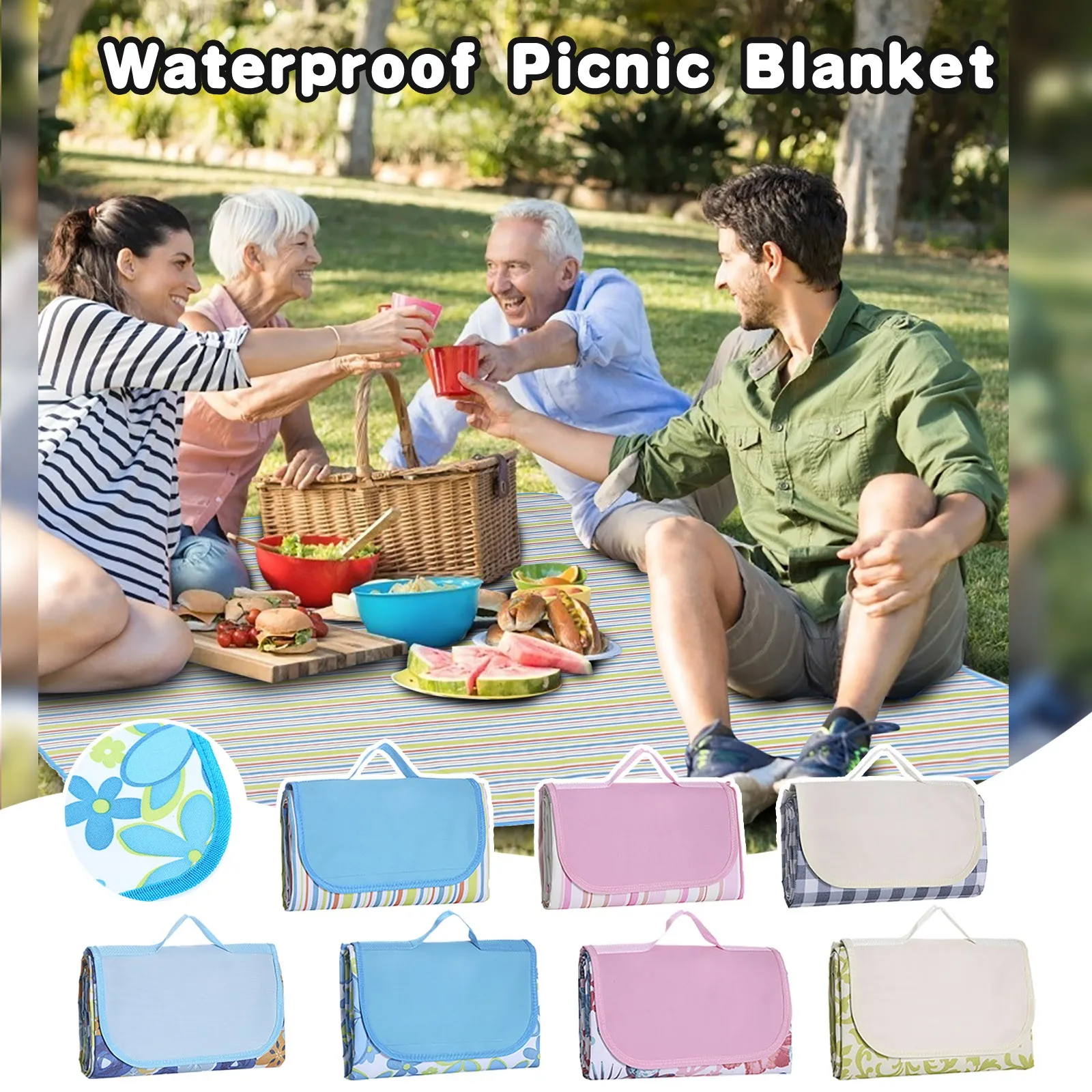 

Складной коврик для кемпинга, 145x180 см, уличное освещение для пляжа и пикника, водонепроницаемое одеяло для сна с имитацией влагостойкости и ...