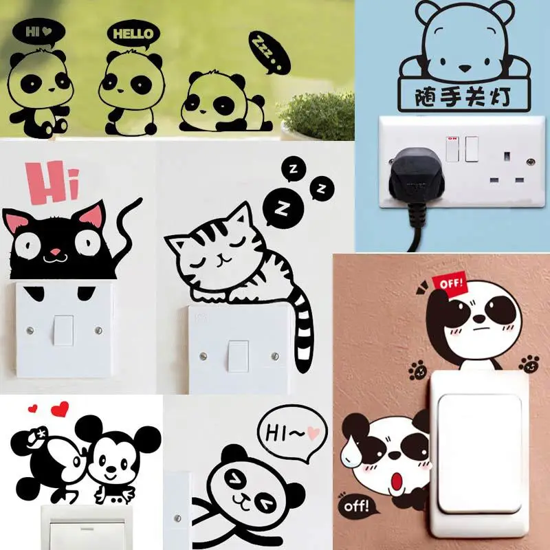 

Removable wall stickers switch stickers Panda creative living room bedroom notebook wall free stickers