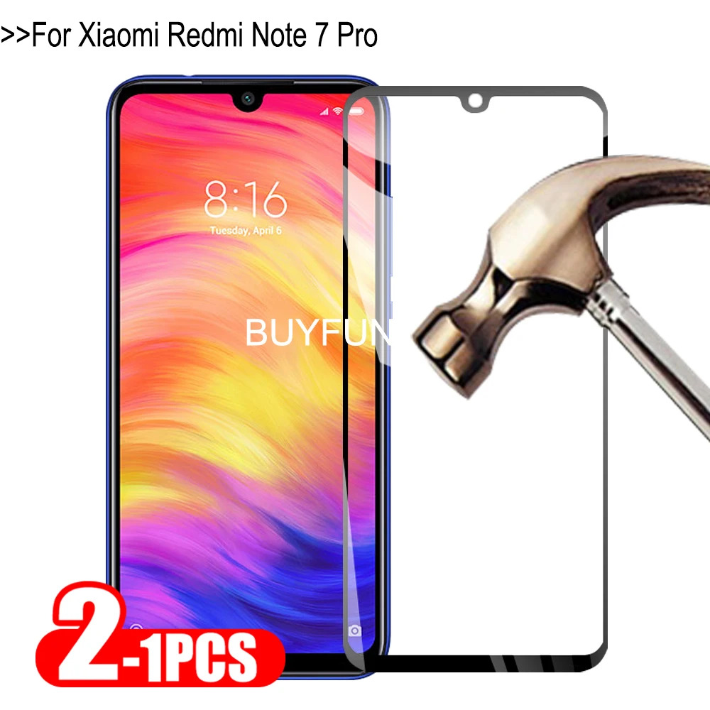 Закаленное стекло с полным покрытием HD для Xiaomi Redmi Note 7 Pro 1 2 шт. Защитная пленка
