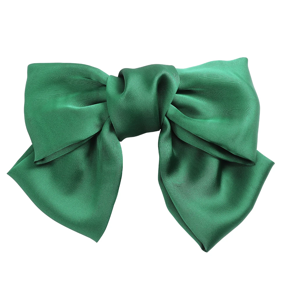 clip dark green Haimeikang, большой бант для волос, заколки для волос, атлас, два слоя, Бабочка, бант, Шпилька для девушек, аксессуары для волос для женщин, Шпилька-бант - Цвет: clip dark green
