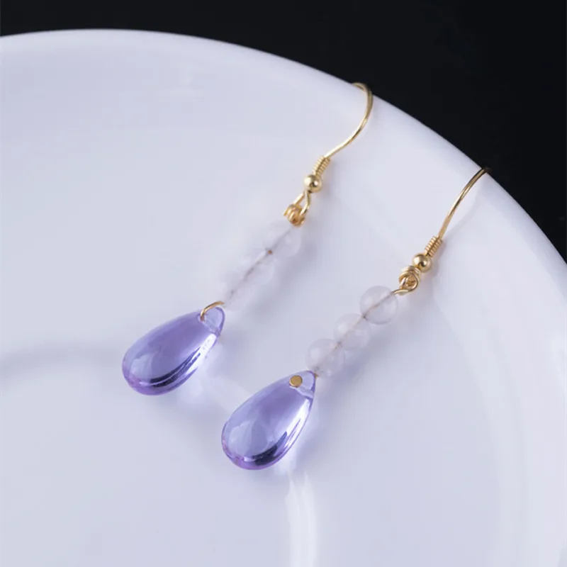 Женские длинные висячие серьги из натурального жемчуга летние с кристаллами |