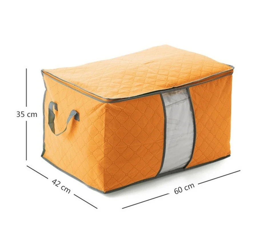 

1PC Foldable Closet Organizer Large Non-woven Zipper Storage Bag Space Saver Clothes Quilt Blanket Organizer Box Zip Plastic Bag