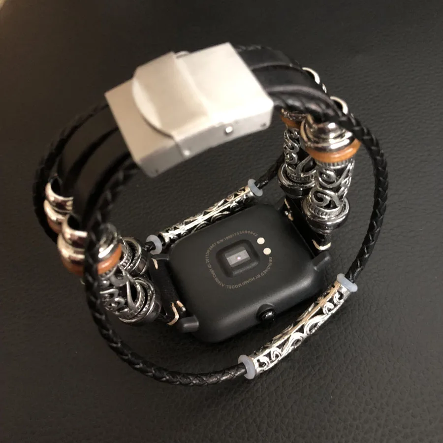 Ремешок для часов из натуральной кожи Huami Amazfit ремешок Bip кожаный браслет Garmin