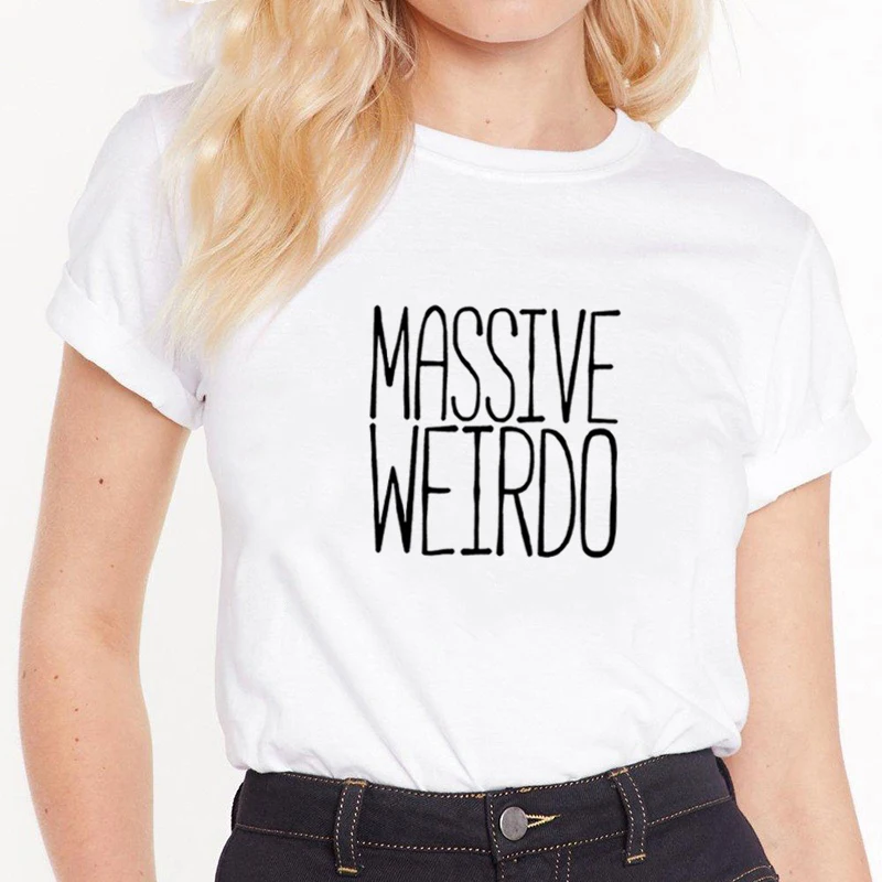 Массивные чудак футболки для женщин Летняя хлопковая блуза с коротким рукавом и