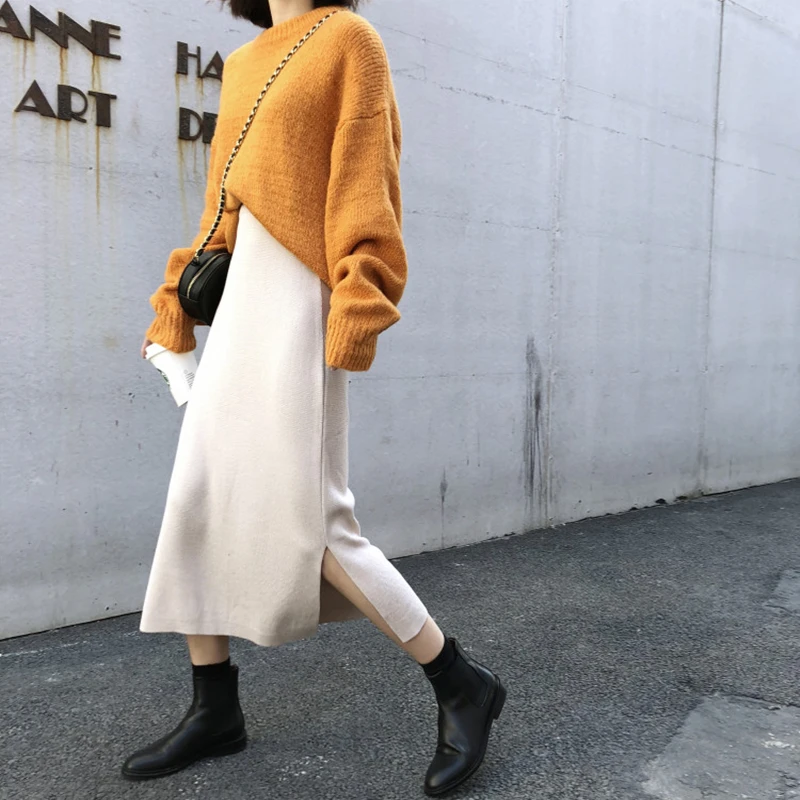 Длинные женские юбки с высокой талией в ретро стиле элегантная Осенняя юбка