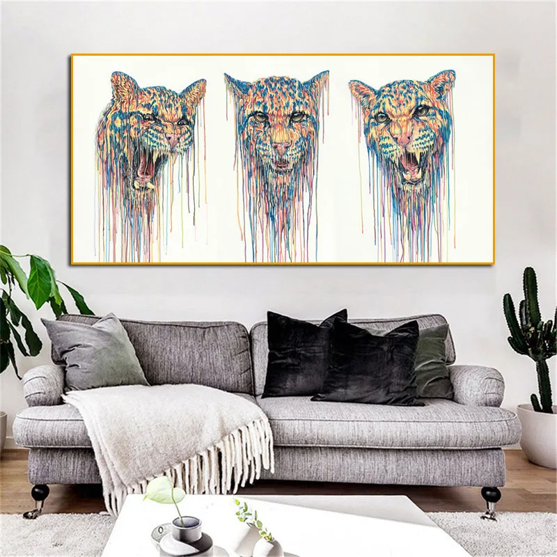 Картина маслом на холсте с изображением животных Leopards акварель современное