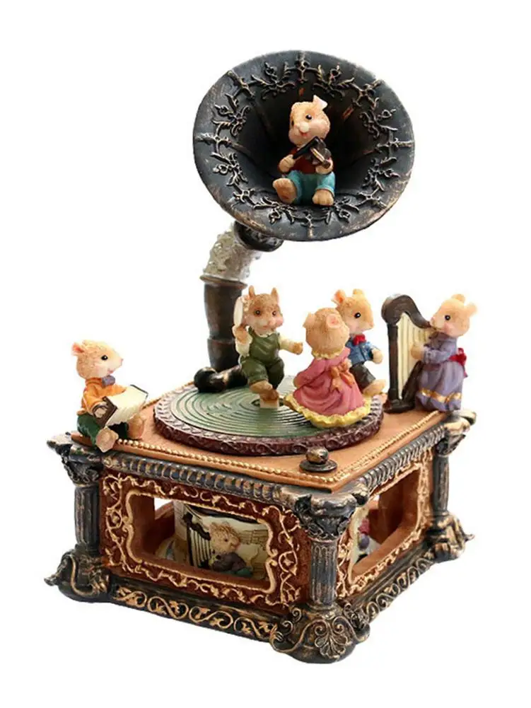 Музыкальная шкатулка классическая ретро рога фонограф музыкальная для