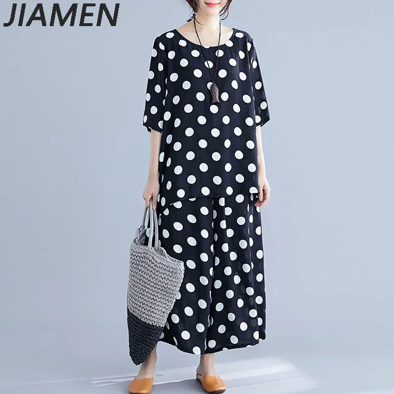 Летний свободный Женский комплект больших размеров костюмы винтажные шифоновые