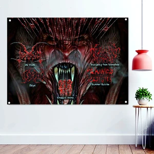Devil Death Metal Artist Flags Wall Chart Tapestry Dark Art Rock Music Poster Band Icon Banner Concert Music Festival Decoration