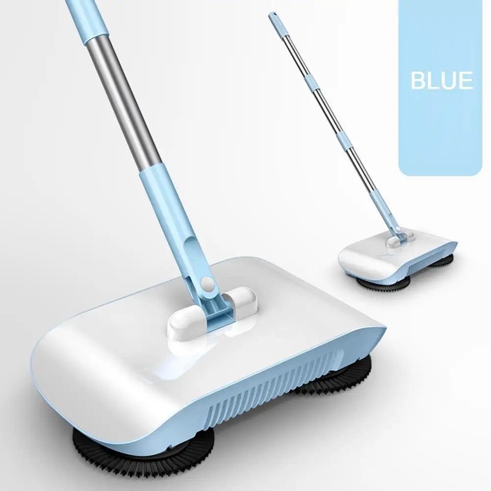 Blue Подметальные машины с ручным нажатием, подметальная машина с нажимным типом для уборки пола, Швабра для уборки метлы, подметальные машины для уборки пыли, бытовые инструменты для уборки - Цвет: Blue