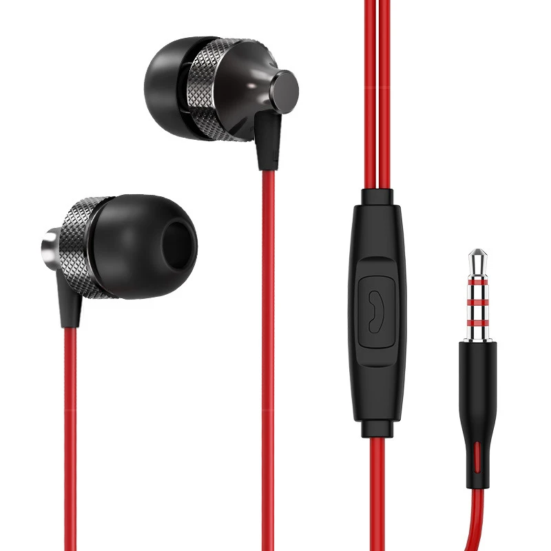 

Metal 3.5mm Jack In-ear Earphones Heavy Bass Music With Microphone Wire-controlled Mobile Phone And Computer Universal Earphone