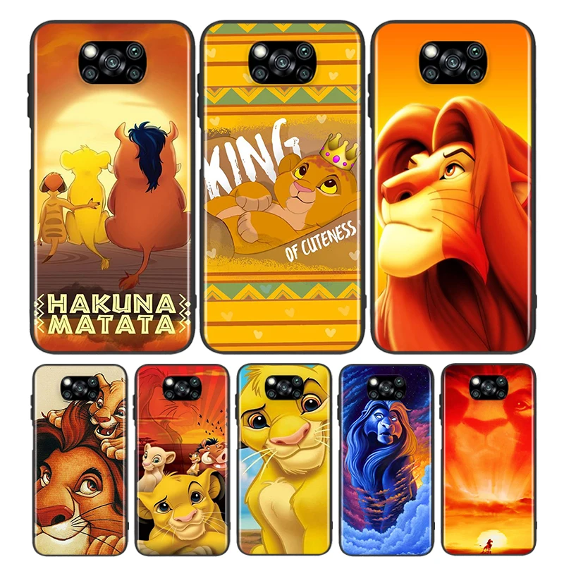 

For Xiaomi Civi Mi Play Mix 3 A2 A1 6X 5X Poco X3 NFC F3 GT M3 M2 X2 F2 Pro C3 F1 Black The Lion King Simba Phone Case