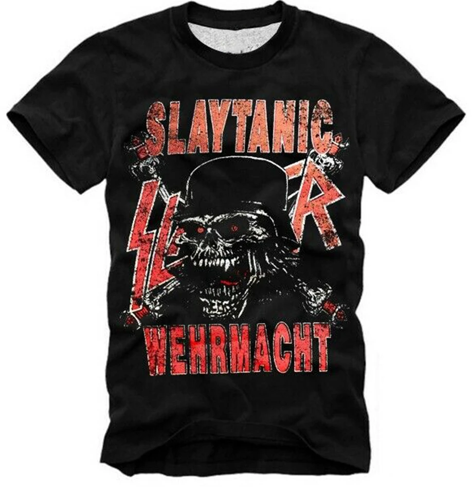 E1SYNDICATE Винтажная Футболка SLAYER SLAYTANIC WEHRMACHT TRASH METAL 4625 Унисекс Мужская и женская