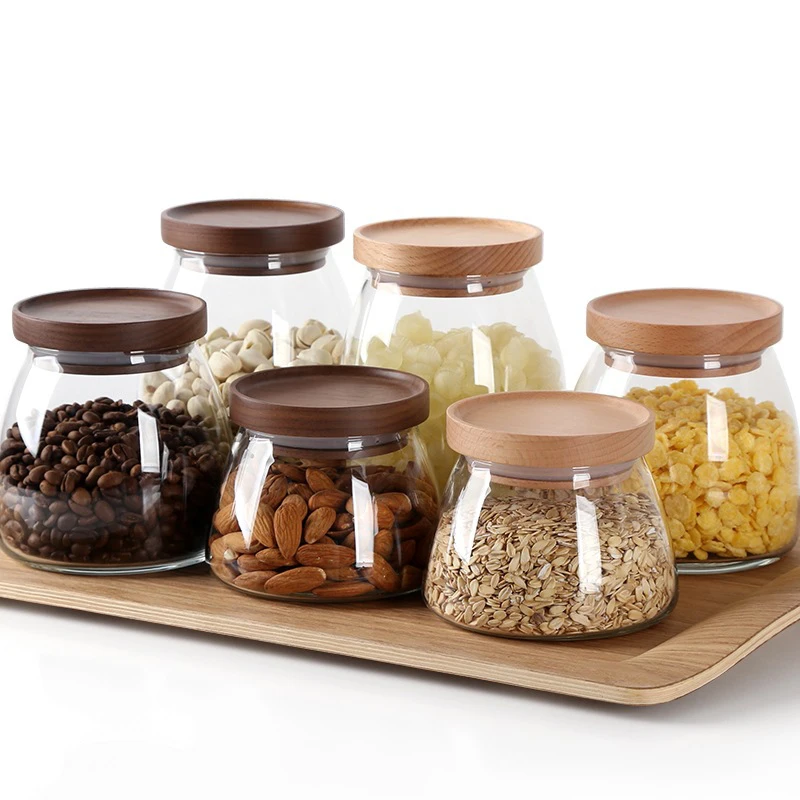 Большой/маленький стеклянный контейнер для хранения пищи/банка с герметичной