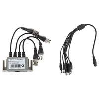 1 pcs 4 channel video balun bnc utp cat5 transmitter 1 pcs 5 5x2 1mm 8 channel splitter dc power cable