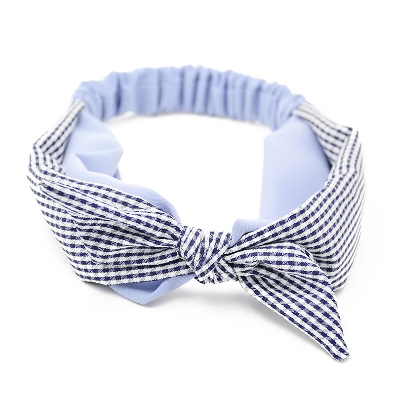 style 7 blue Одноцветный ободок с заячьими ушами для женщин, завязанный бантом, повязка для волос, женский эластичный ободок для волос с заячьими ушками, головной убор, аксессуары для волос - Цвет: style 7 blue