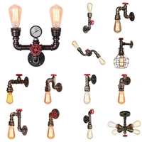 industrial water pipe wall light vintage retro loft bar cafe ceiling wall lamp sconce lighting home bedroom restaurant decor e27