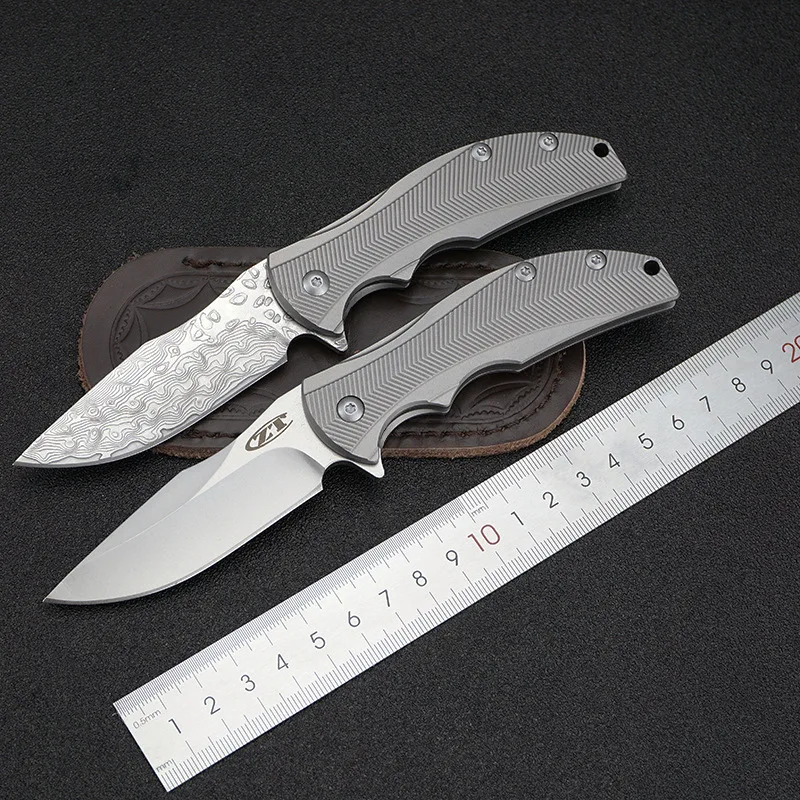 EF ZT Складной нож нулевой допуск ZT0606 D2/Дамаск./ручка из титанового сплава складной