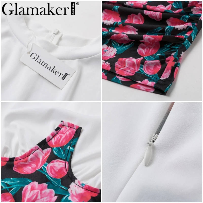 Женское облегающее платье с цветочным принтом Glamaker элегантное Плиссированное