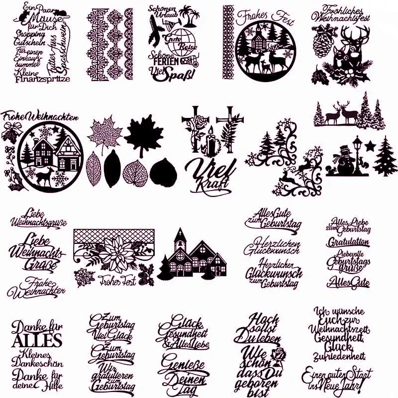 Различные немецкие слова листья северный олень новейшие металлические штампы