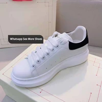 mcqueen leather white shoes mens and womens european and american couples thick soled muffins increase the trend of sneakers