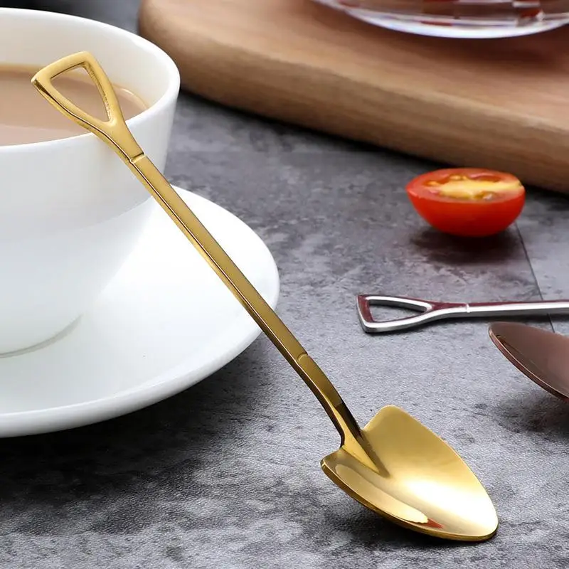 

Stainless Steel Teaspoon Dessert Fork Mini Scoop-shaped Coffee Sugar Spoon Ice Cream Dessert Spoon Fork