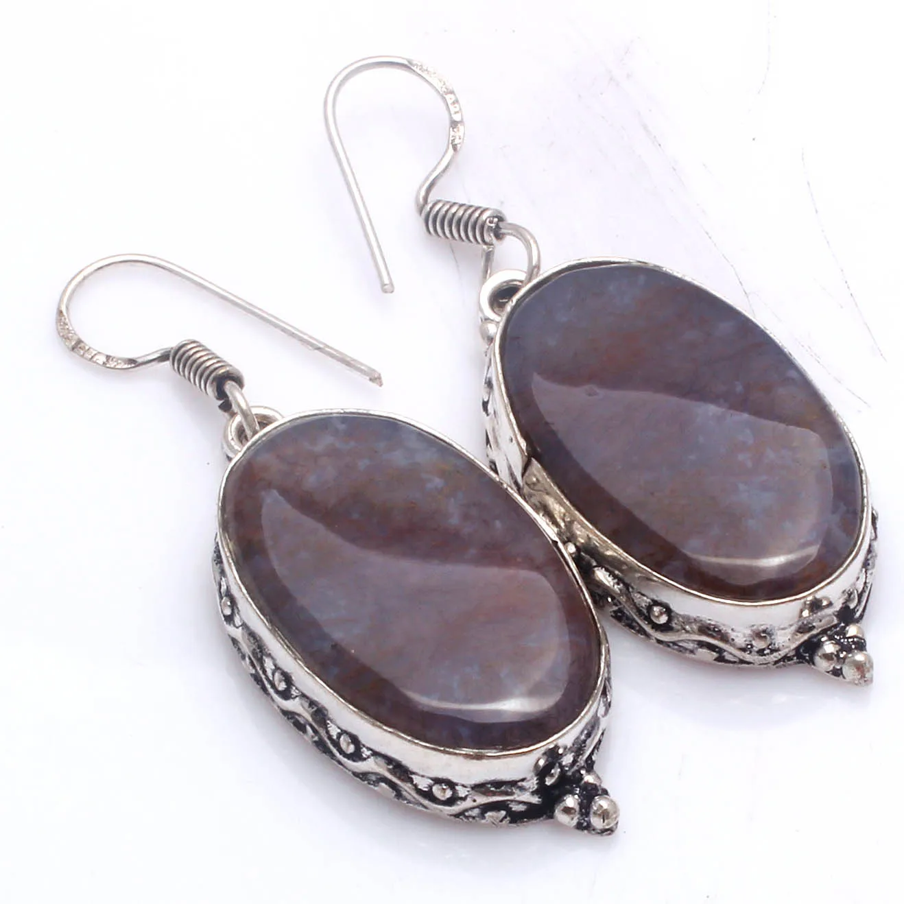 

Серьги из натурального агата и серебра на медном покрытии, подарок ручной работы для женщин, E5890