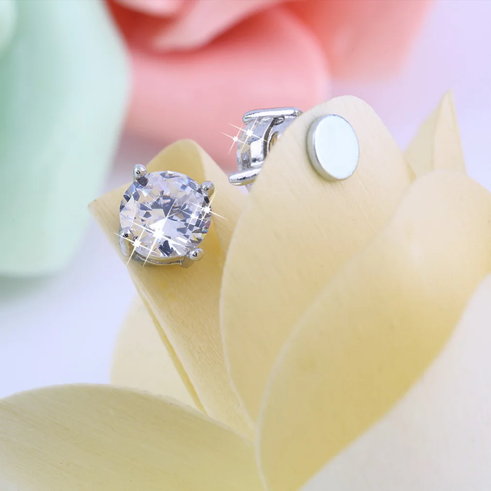 1 пар/уп. бриллиантовые серьги-гвоздики стильные унисекс мужские женские