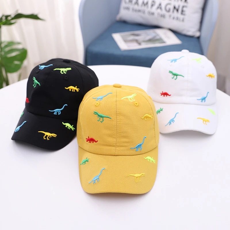 

New Children Girls Boy Dinosaur Embroidery Hat Baby Baseball Cap Sunscreen Baby Hat Hip Hop Sun Hat cartoon Cap