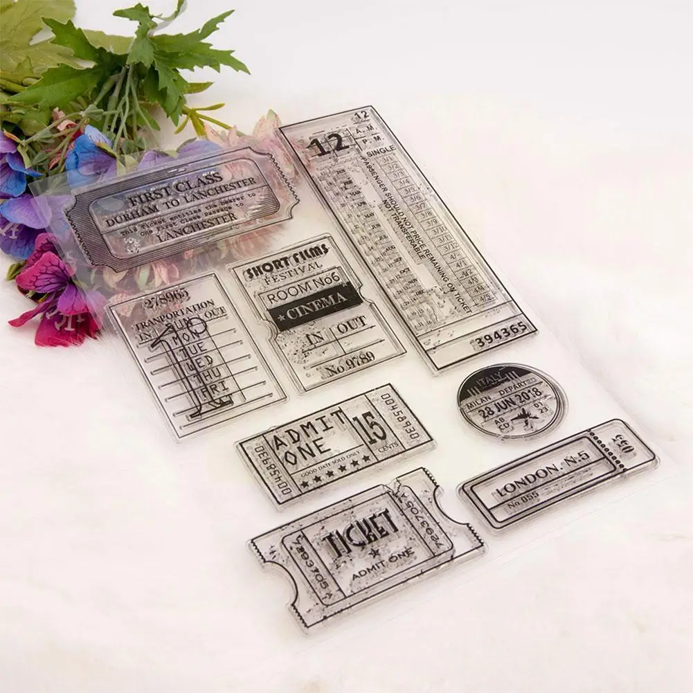 

1pc Vintage Tickets Postmarks Clear Stamps Silicone Stamp Seal For Diy Scrapbooking Photo Album Decorative Stamp Card Makin I5d2