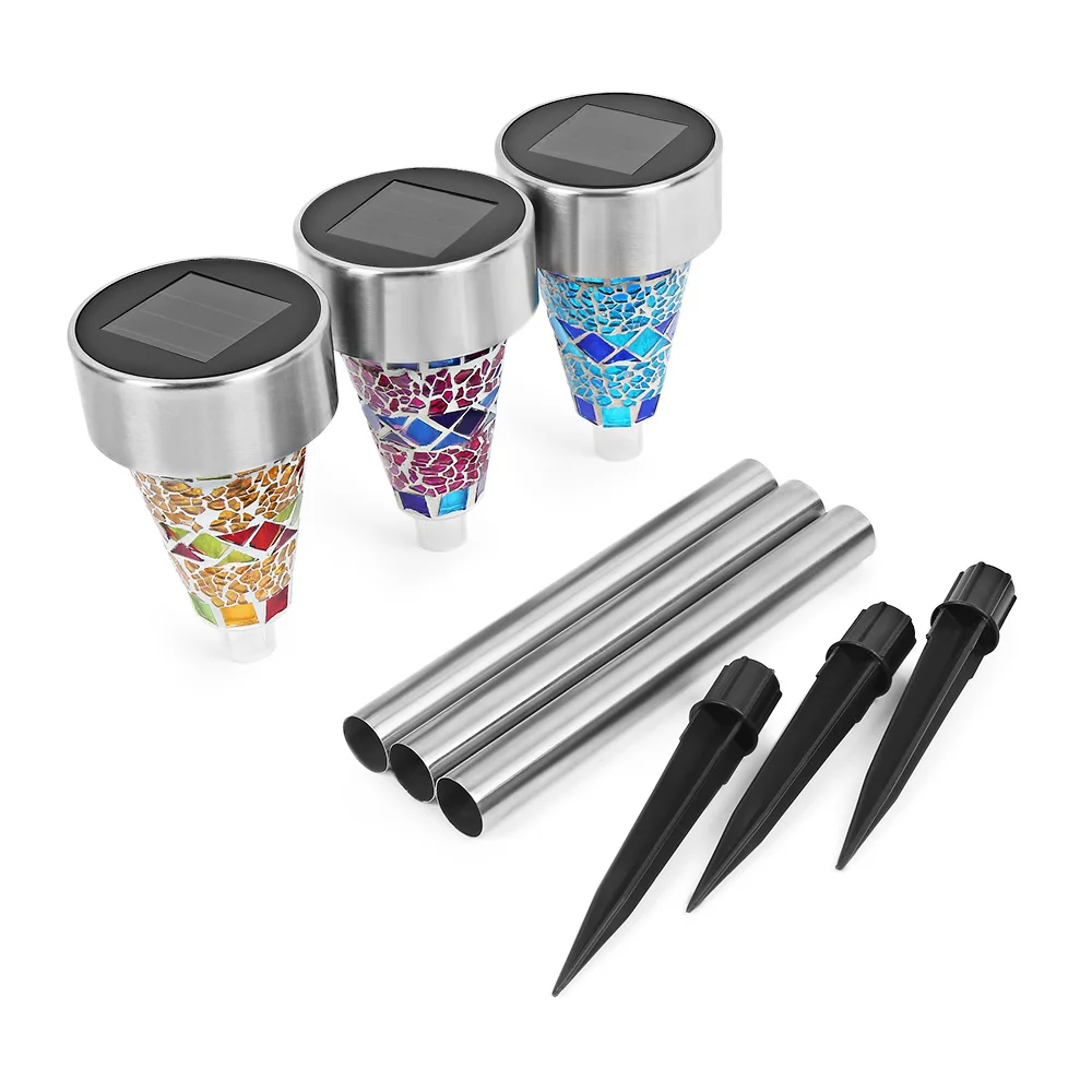 3 шт. уличная светодиодная мозаичная лампа на солнечной энергии садовая из