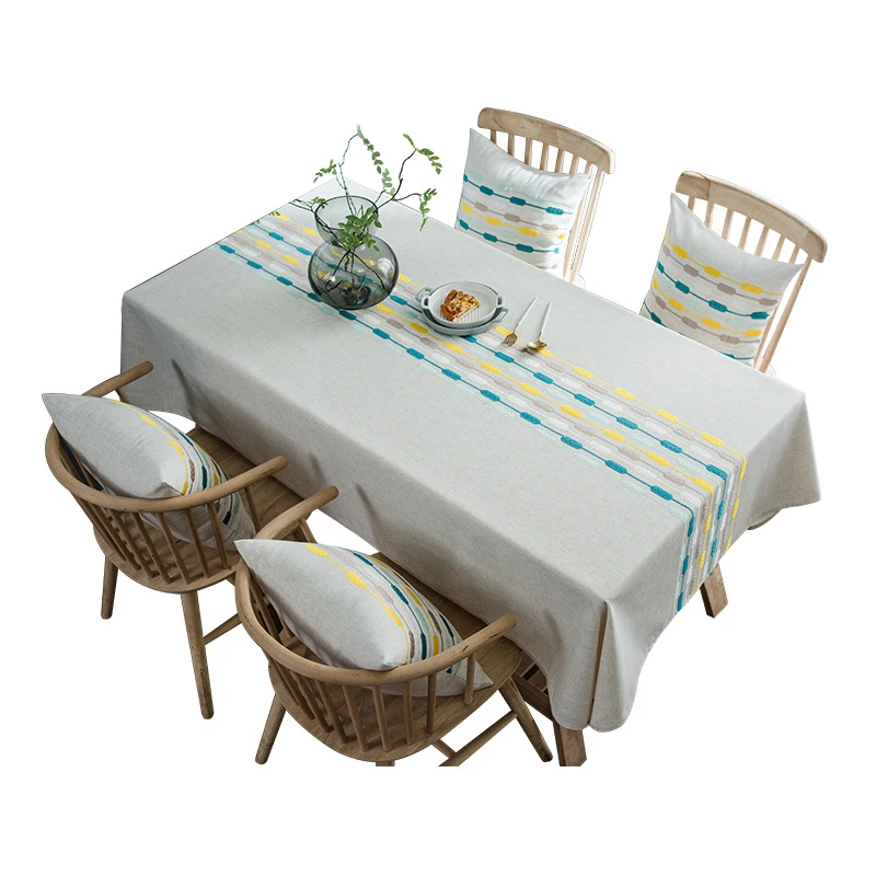 

Modern Embroidery Table Cloth Wedding Hotel Christmas Tablecloth Rectangular Cover Luxury Nordic Covers Refreshing Solid Color
