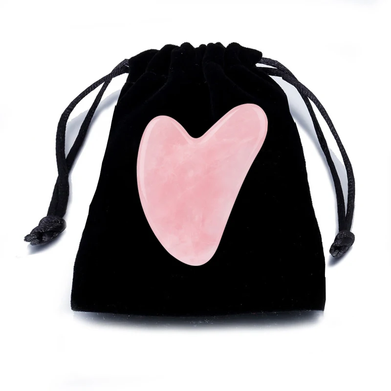 Розовый кварц натуральный нефрит гуашь скребок гуаша массаж лица спины глаз