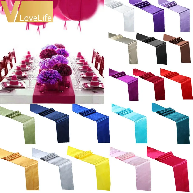 20 шт./лот 30 см * 275 атласные скатерти для свадебной вечеринки праздничный декор