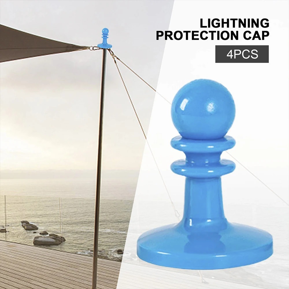 

4PCS Lightning Proof Cap Camping Tent Canopy Camp Rod Support Bar Multiple Functions Pillar Support Rod Protection Cap Awning