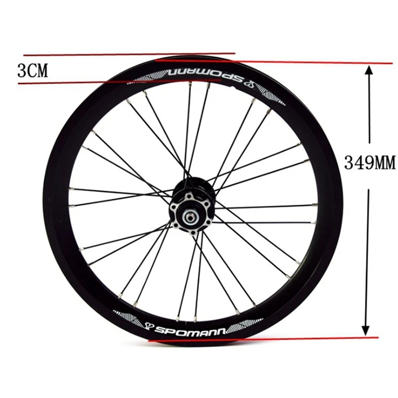 Verkauf SPOMANN Faltrad BMX Mountainbike Laufradsatz 16-Inch/349 Rad Disc Bremse Sechs Nagel Kompatibel V Bremse