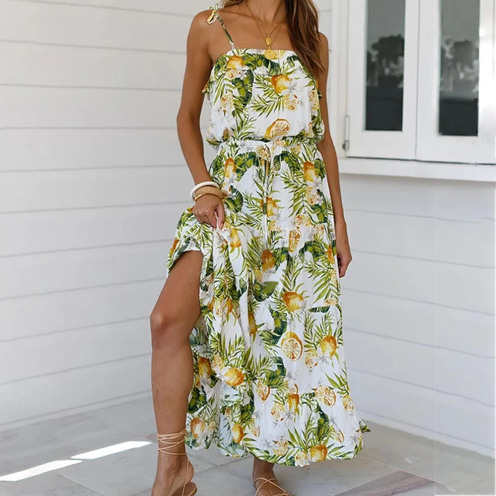 Женское пляжное платье с цветочным принтом Пляжное открытыми плечами и открытой