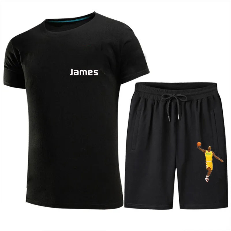 

2021 Summer Printed Men's Sportswear Sets Loose Short-sleeved T-shirt Top+Shorts Casual Tracksuit Men Clothing 2 Pieces Suit