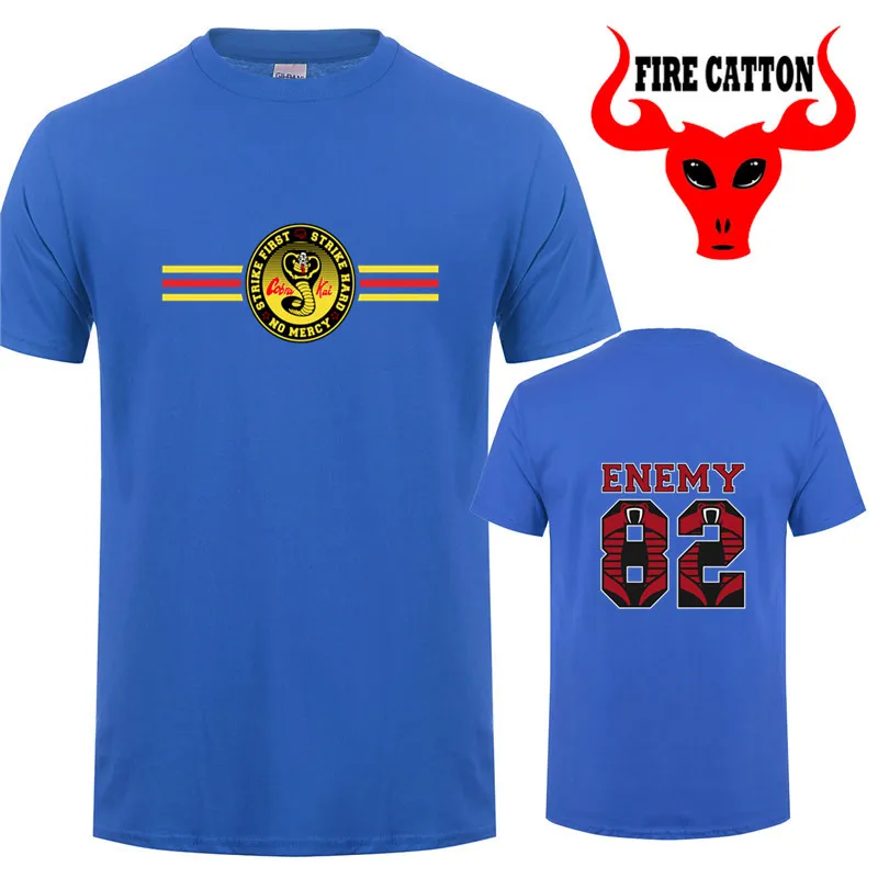 Новинка полосатая футболка с принтом &quotвраг-Кобра Кай&quot Футболка для мальчиков