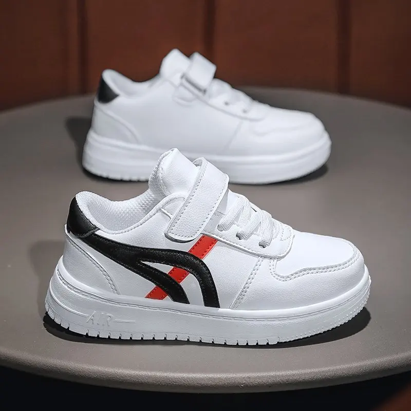 

Детские кроссовки для девочек и мальчиков, Повседневная дышащая обувь из искусственной кожи, детские спортивные туфли на плоской подошве, Б...