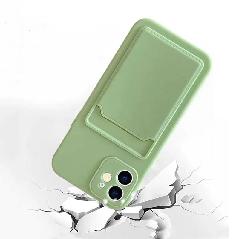 

For iPhone XR X X S 11 12 Pro Max Silicone Phone Case Card Holder Cover Soft Shockproof Coque for iPhone 6 6s 7 8 Plus SE2 2020